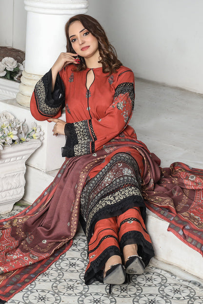 Gulab Posh (3pc-Unstitched with Shawl)